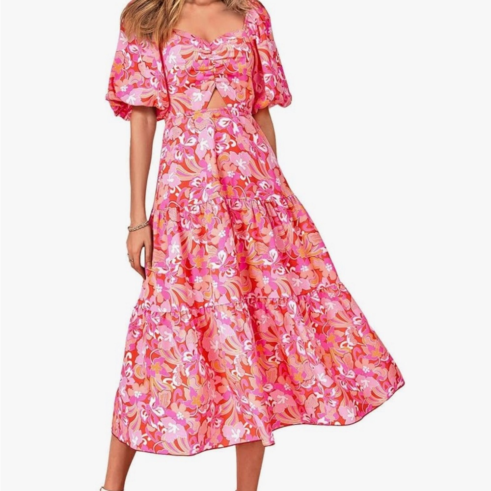 Floral Pink Midi Dress